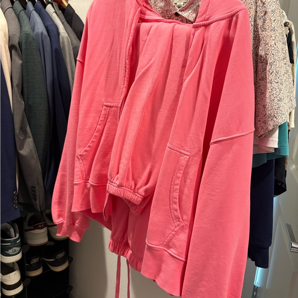 Bright pink daily drills hoodie and sweats